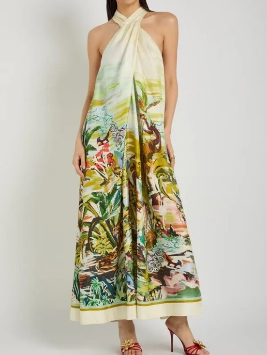 Alemais Dresses & Skirts - ALEMAIS jungle boogie printed halterneck silk maxi dress